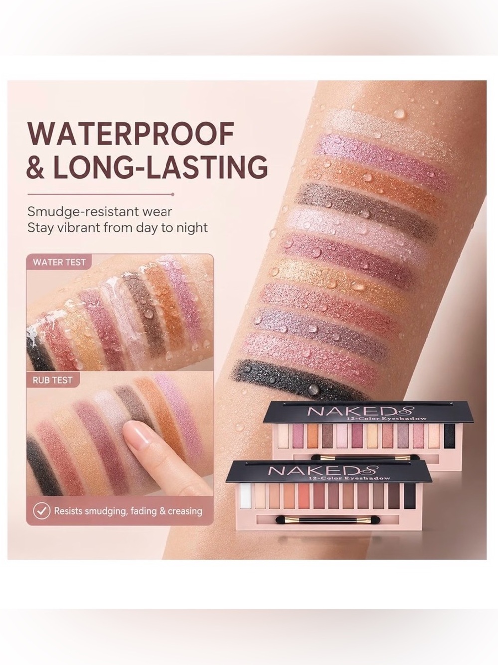Sulily 12 Colors Naked Eyeshadow Palette-Nude Matte Shimmer Smokey Glitter - Picture 6 of 8